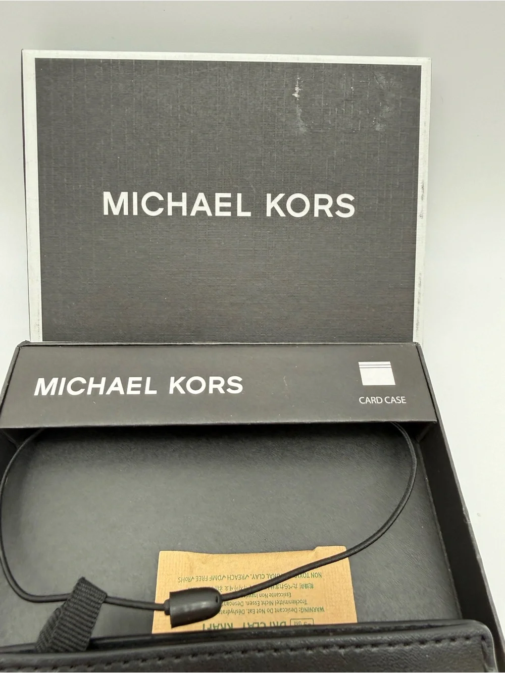 Michael Kors Black and White MK Signature Card Case